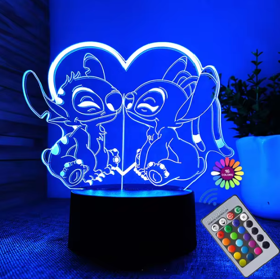 Angel et Stitch Lampe 3D